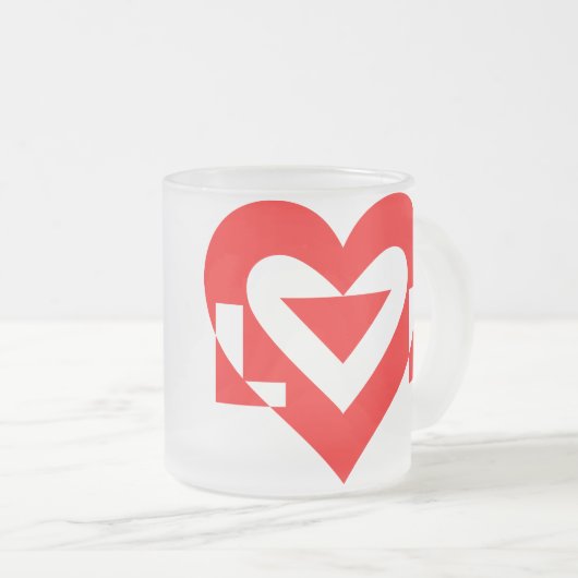 Coole Liebe Grafik, rot Mattglastasse (VorderseiteRechts)