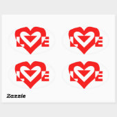Coole Liebe Grafik, rot Ovaler Aufkleber (Blatt)