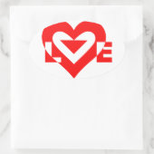 Coole Liebe Grafik, rot Ovaler Aufkleber (Tasche)