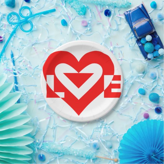 Coole Liebe Grafik, rot Pappteller (Party)