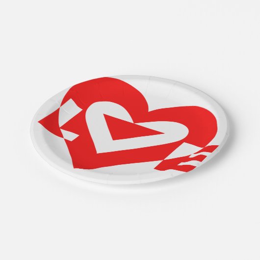 Coole Liebe Grafik, rot Pappteller (Schrägansicht)