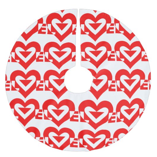 Coole Liebe Grafik, rot Polyester Weihnachtsbaumdecke (Vorderseite)