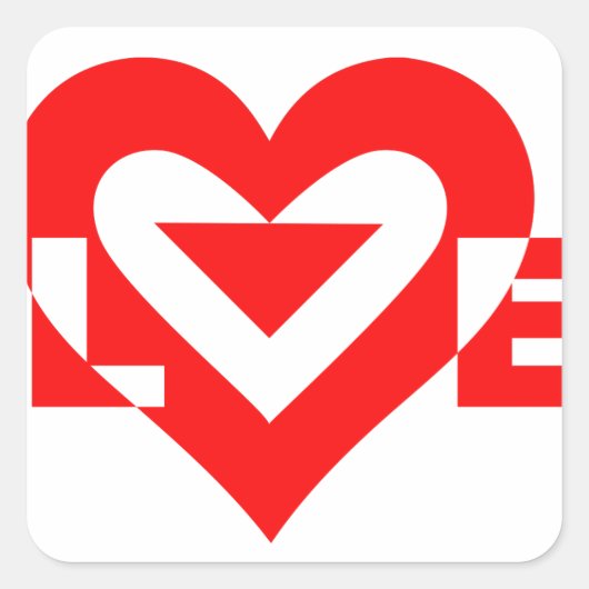Coole Liebe Grafik, rot Quadratischer Aufkleber (Vorderseite)