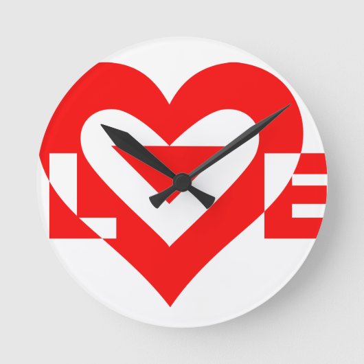 Coole Liebe Grafik, rot Runde Wanduhr (Vorderseite)