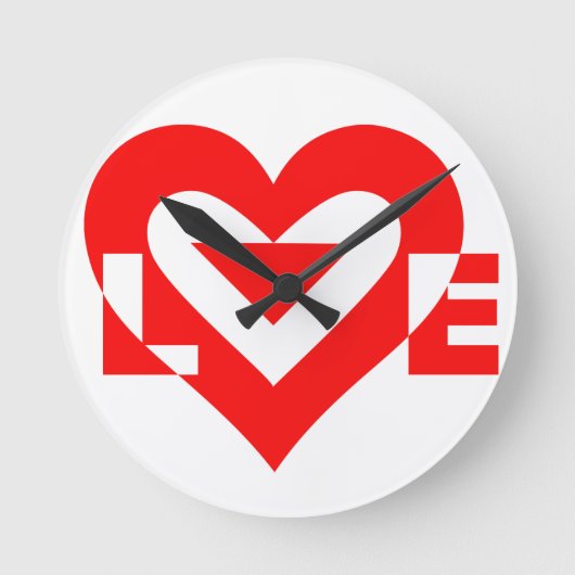 Coole Liebe Grafik, rot Runde Wanduhr (Vorderseite)