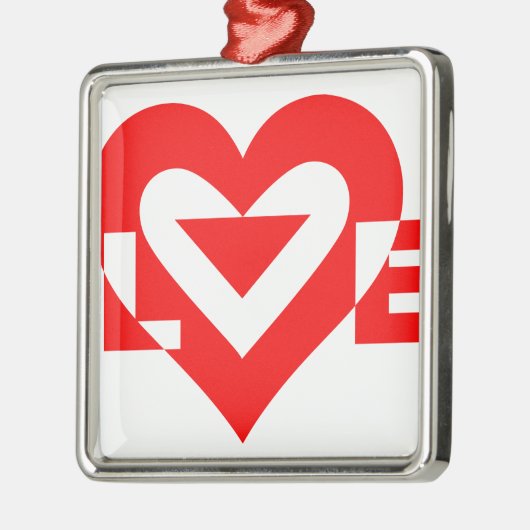Coole Liebe Grafik, rot Silbernes Ornament (Links)