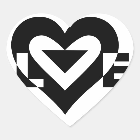 Coole Liebe Grafik, schwarz Herz-Aufkleber (Vorderseite)