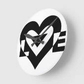 Coole Liebe Grafik, schwarz Runde Wanduhr (Winkel)