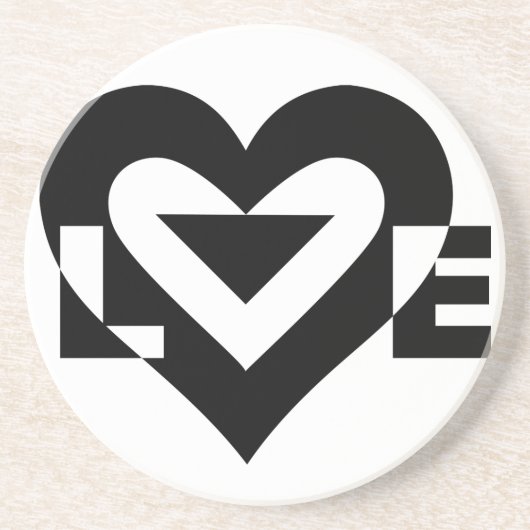 Coole Liebe Grafik, schwarz Sandstein Untersetzer (Vorne)