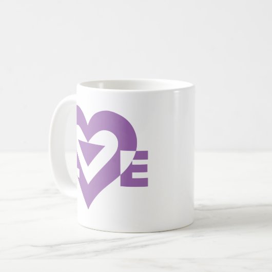 Coole Liebe Graphic, Lila Kaffeetasse (Vorderseite Links)