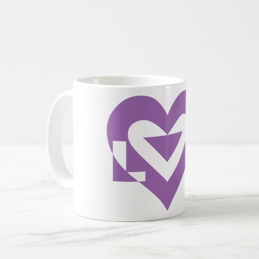 Coole Liebe Graphic, Lila Kaffeetasse (Vorderseite Links)