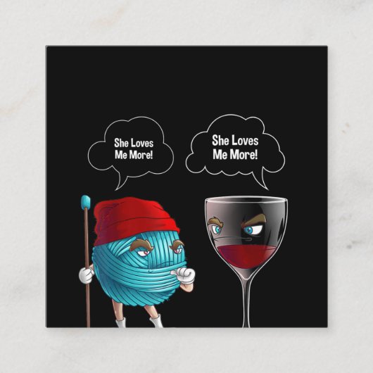 Coole Liebe ich Crochet und Weintruhe Quadratische Visitenkarte (Vorderseite)