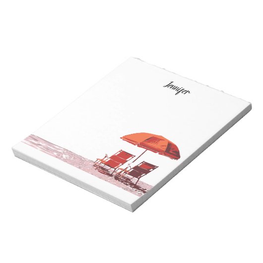 Coole Liegestühle Sonnenschirm Sommer personalisie Notizblock (Rotiert)