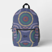 Coole Lila Abstrakte Monogramm-Initialen Bedruckter Rucksack (Vorderseite)