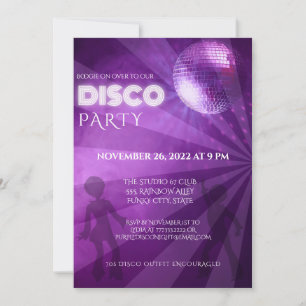 Coole lila Disco-Kugel-Party Einladung