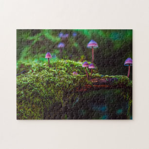 Coole Lila Fungi Regenwald Moss Pilze Puzzle