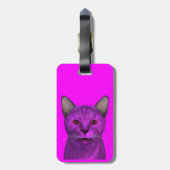 Coole Lila Katze Gepäckanhänger (Rückseite vertikal)
