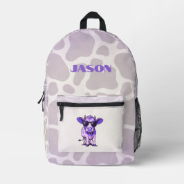 Coole lila Kuh mit Sonnenbrille für Kinder Bedruckter Rucksack