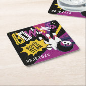 Coole Lila rosa Gelbe Streifen Bowling Star Button Rechteckiger Pappuntersetzer (angewinkelt)