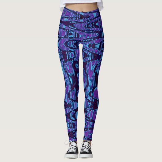 Coole Lila und blaue Abstrakte Gefärbte Krawatte R Leggings (Vorderseite)