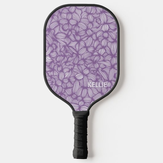 Coole Lila und weiße Monogramm Pickleball Schläger (Rückseite)
