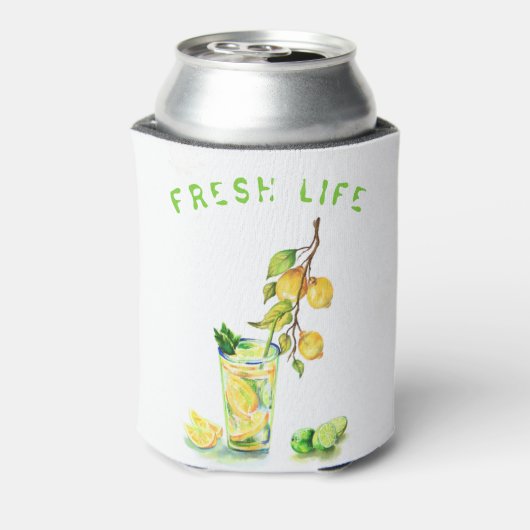 Coole Limonade mit frischen Zitronensäften Dosenkühler (Kanne Rückseite)