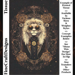 Coole Lion Art Nouveau Gold Filigree CM5 Decoupage Seidenpapier