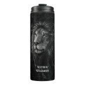 Coole Lion Black Marble Hintergrund Ihr Name Thermosbecher (Vorderseite)
