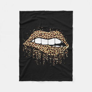 Coole Lippen Beißen Küss Mich Leopardendruck Gepar Fleecedecke