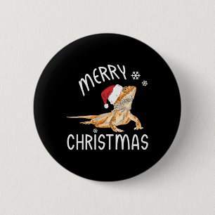 Coole Lizard Reptile mit Weihnachtshut Button