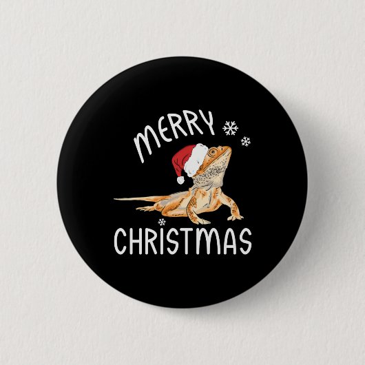 Coole Lizard Reptile mit Weihnachtshut Button (Vorderseite)