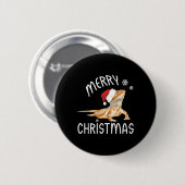Coole Lizard Reptile mit Weihnachtshut Button (Vorne & Hinten)