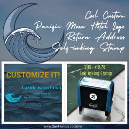 Coole Logo-Rücksendeadresse für Pacific Moon Hotel Permastempel