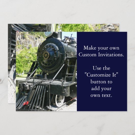 Coole Lokomotivenbahn Einladung (Vorne/Hinten)