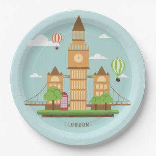 Coole Londoner City-Illustration Pappteller
