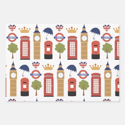 coole Londoner Muster-Party-Wrapping-Papierblätter Geschenkpapier Set (Vorderseite 2)