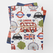 coole Londoner Muster-Party-Wrapping-Papierblätter Geschenkpapier Set (Beispiel)