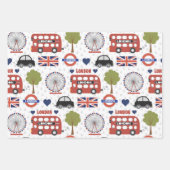 coole Londoner Muster-Party-Wrapping-Papierblätter Geschenkpapier Set (Vorderseite)
