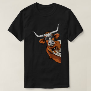 Coole Longhorn Cowboy Sonnenbrille Western Texas T-Shirt