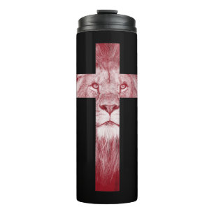 Coole Löwe Judah kreuzen Jesus Gabe für Christen Thermosbecher