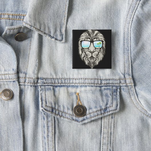Coole Löwe mit Sommersonnenbrille T - Shirt Button (Beispiel)