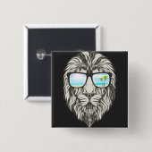 Coole Löwe mit Sommersonnenbrille T - Shirt Button (Vorne & Hinten)