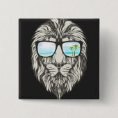 Coole Löwe mit Sommersonnenbrille T - Shirt Button (Vorderseite)