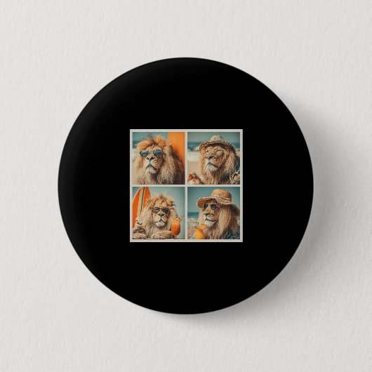 Coole Löwen mit Sungles Strandtiere Urlaub Sommer Button (Vorderseite)