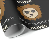 Coole Löwenkopfmuster Tier Geburtstag Geschenkpapier (Rolleneckpunkt)