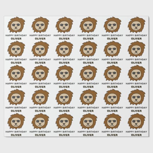 Coole Löwenkopfmuster Tier Geburtstag Geschenkpapier (Flach)