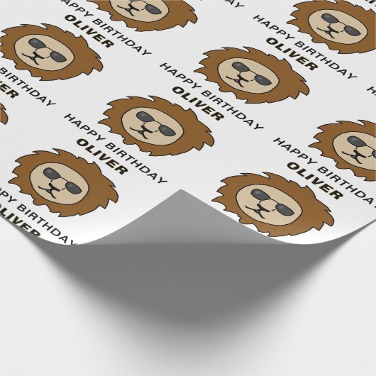 Coole Löwenkopfmuster Tier Geburtstag Geschenkpapier (Ecke)