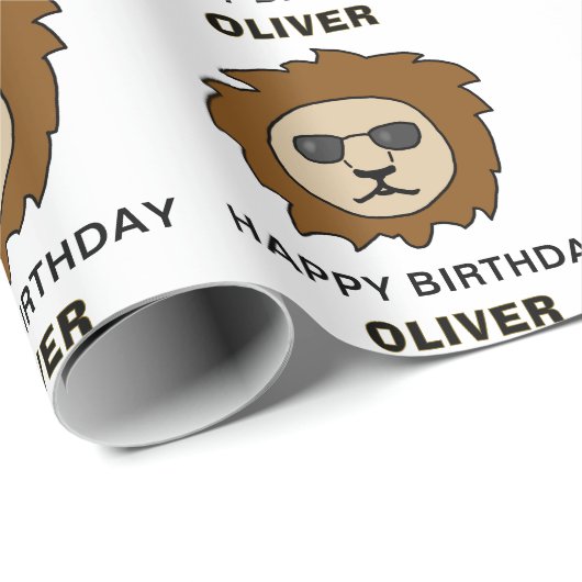 Coole Löwenkopfmuster Tier Geburtstag Geschenkpapier (Rolleneckpunkt)