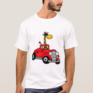 Coole lustige Giraffe mit rotem Cabrio T-Shirt