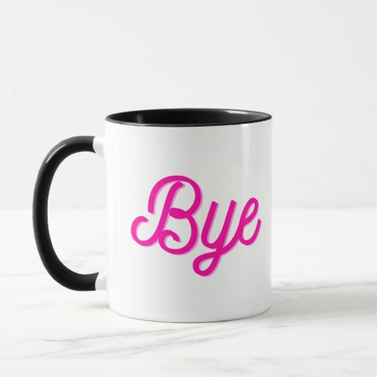Coole lustige Katze mit rosa Text Bye Tasse (Links)